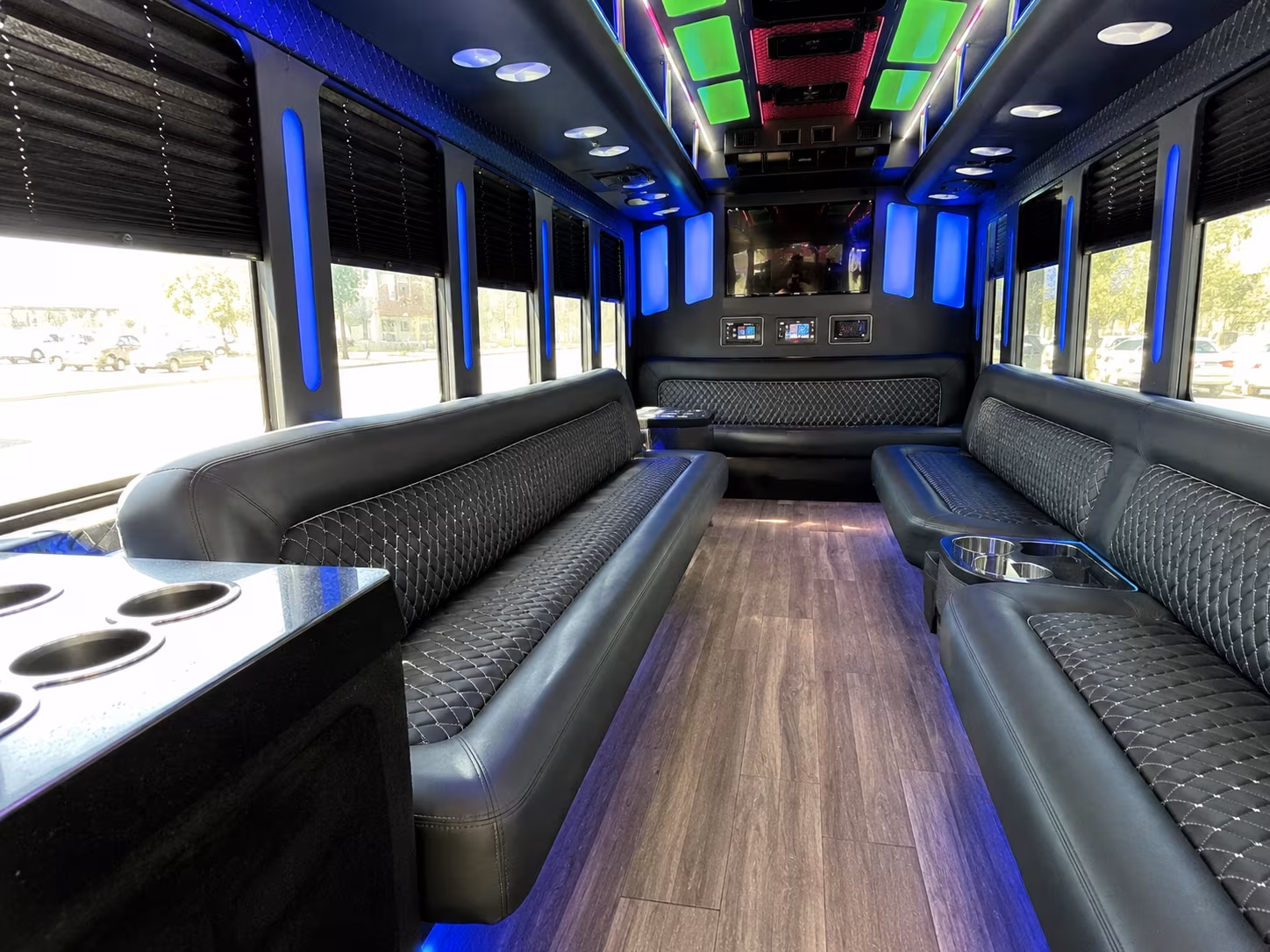 charlotte 15 passenger party bus inside