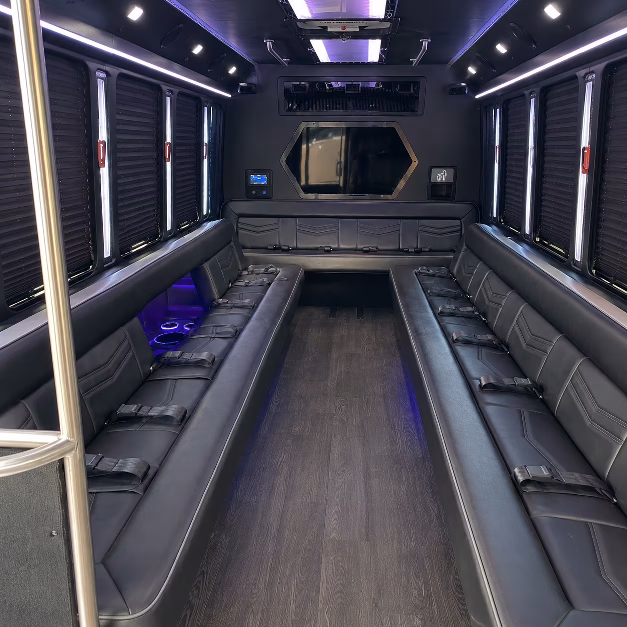 charlotte 18 passenger party bus interior