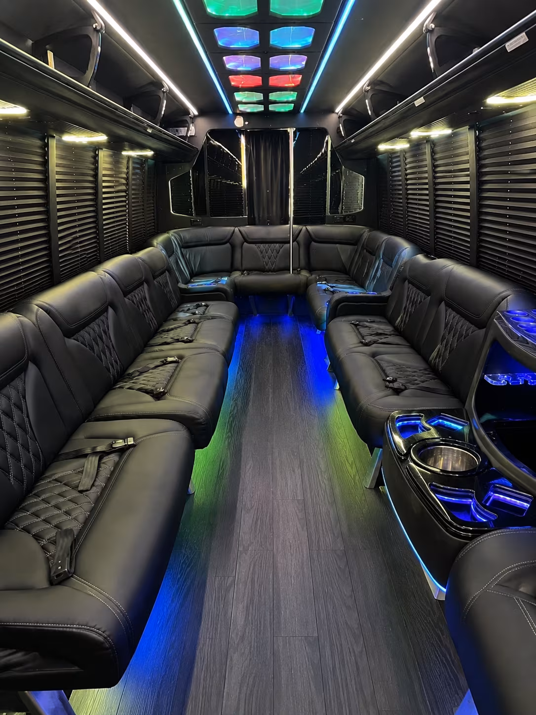 charlotte 20 passenger party bus interior