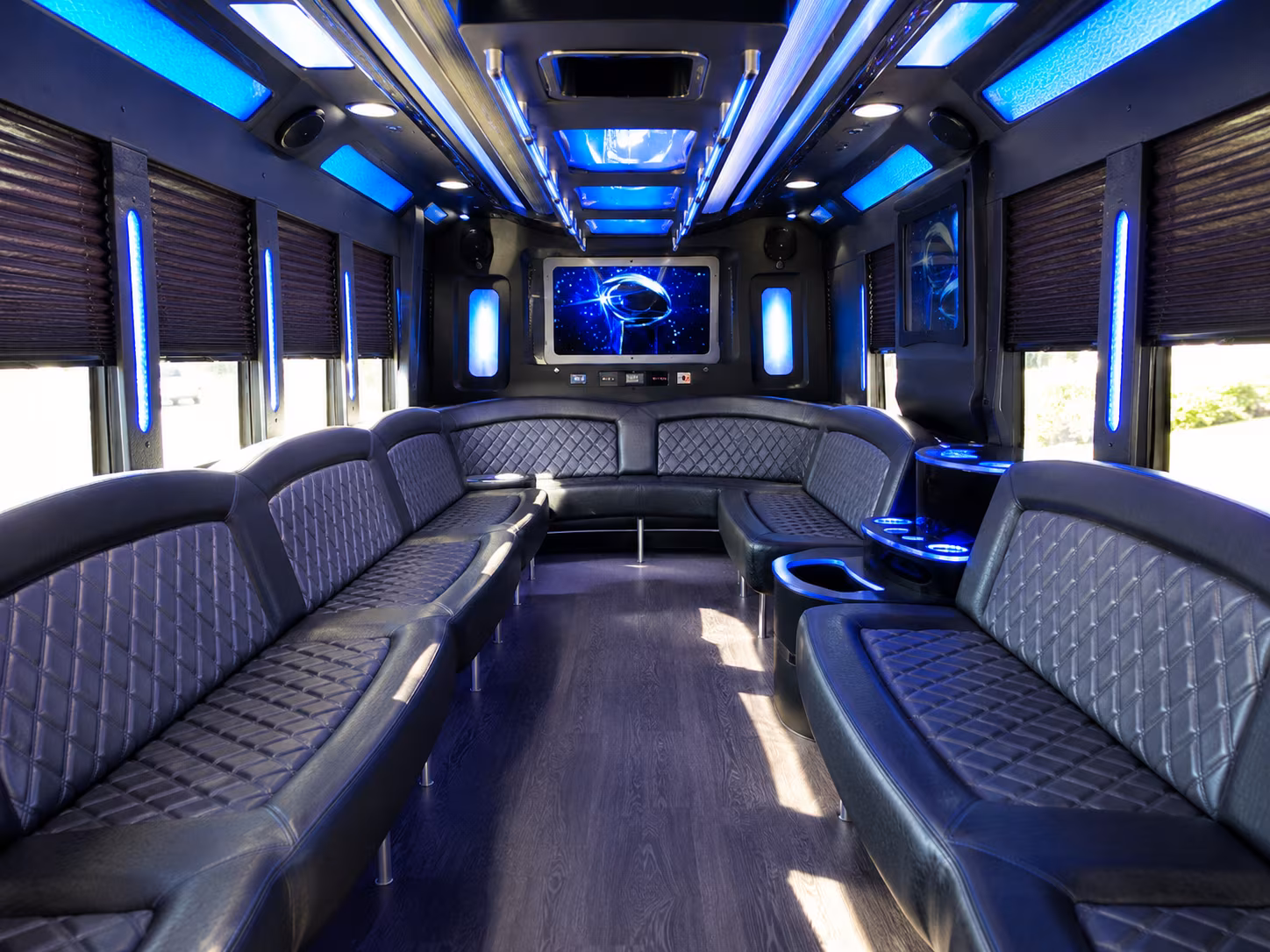 charlotte 28 passenger party bus inside