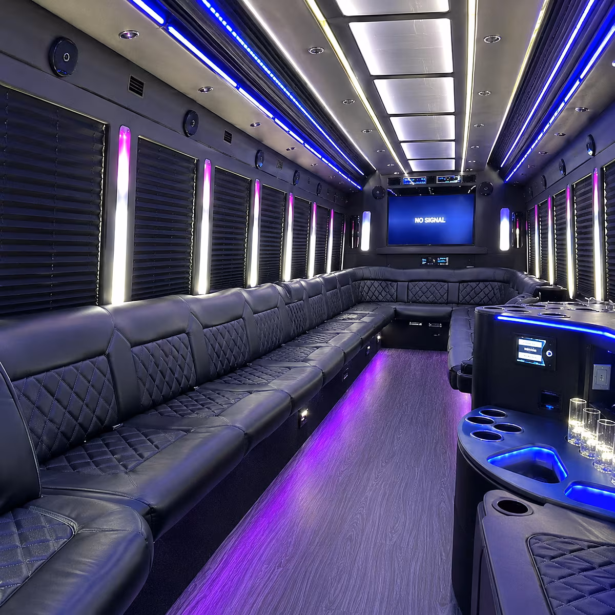 charlotte 30 passenger party bus inside