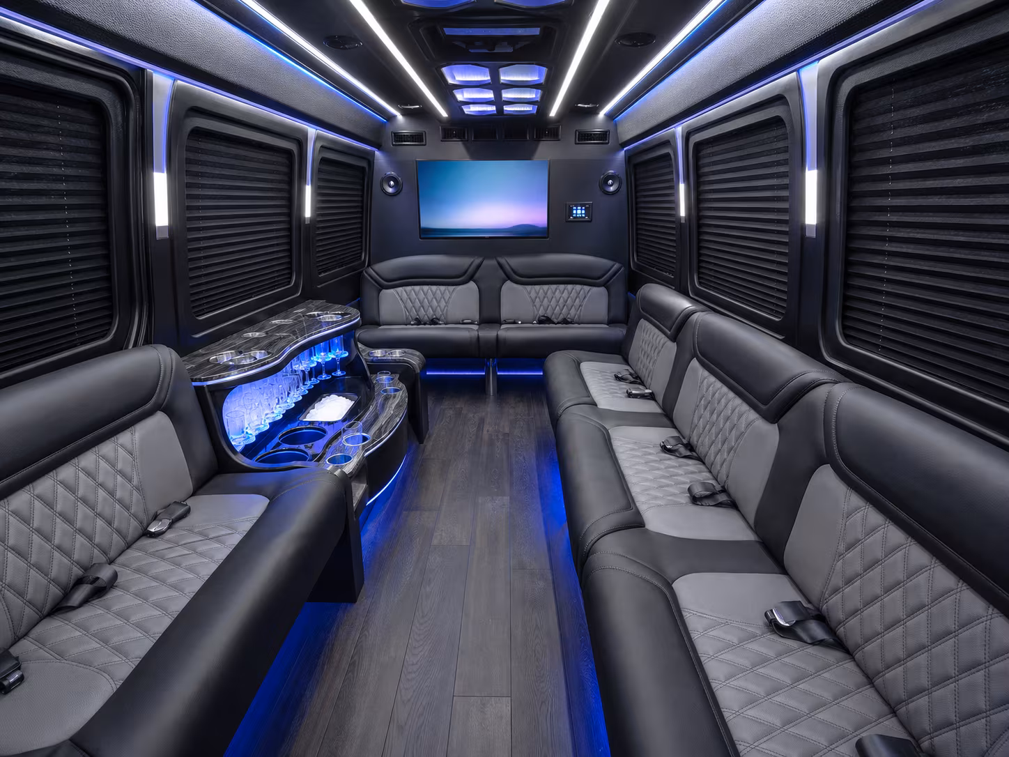 charlotte 40 passenger party bus interior